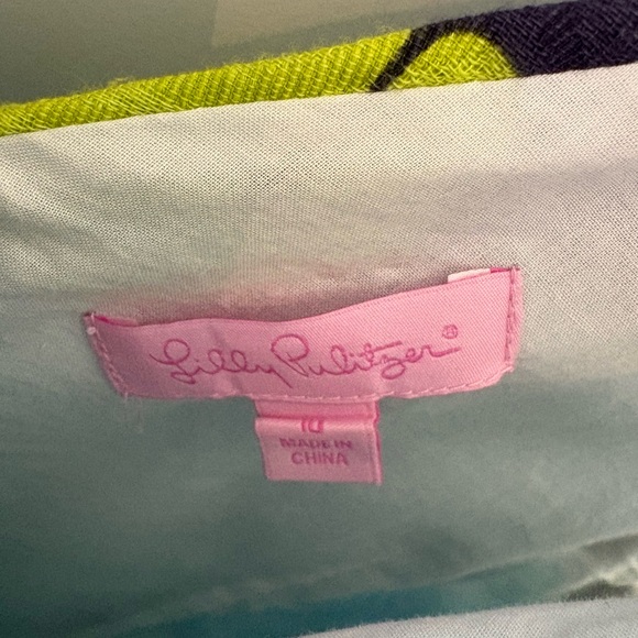 Lily Pulitzer Floral V-Neck Sleeveless Summer Dress - Blue & Green - Picture 3 of 3